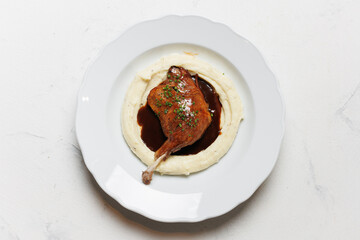 Classic Duck Confit with Mashed Potatoes and Rich Sauce