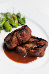 Grilled Meat Fillets with Shishito Peppers and Rich Sauce