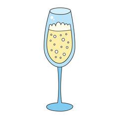 Champagne or prosecco glass illustration isolated vector