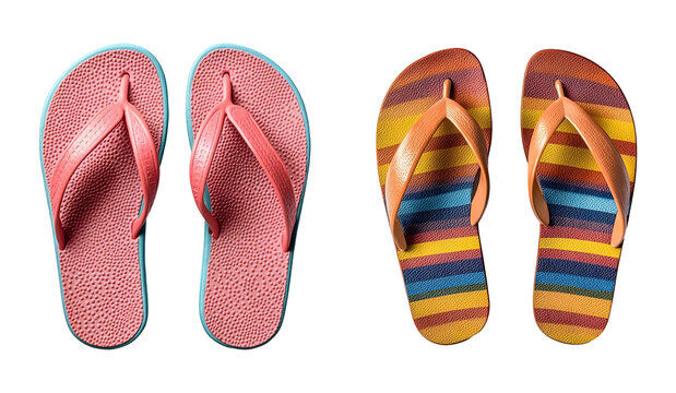 Pair of flip flops isolated on transparent background