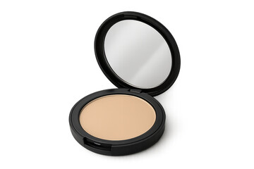 Face powder compact with mirror on transparent background