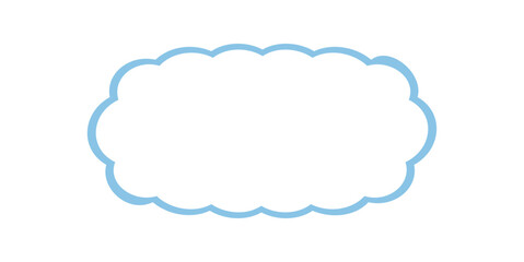Groovy scallop rectangle border outline in light blue, with bubble edge and retro y2k line style. Playful frame element shape for background in trendy vintage aesthetic.