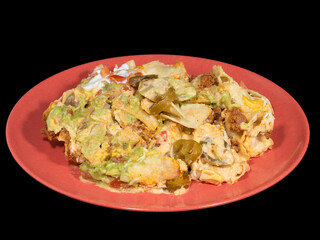 Nachos on Red Plate