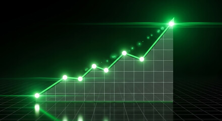Green chart showing financial growth and market success