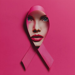 Pink October with woman's face