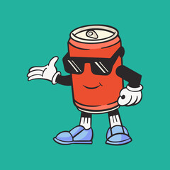 Can character, colorful retro illustration