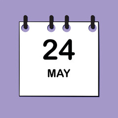 May 24. Daily Calendar icon for design. Simple design for business brochure, flyer, print media, advertisement. Easily editable.