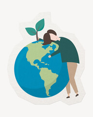 Plant trees, sustainable earth clipart sticker, paper craft collage element