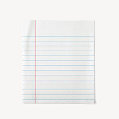 Lined notebook paper page, stationery design