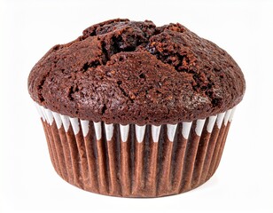 Chocolate Muffin Isolated on White Background &mdash; Sweet Dessert Pastry with Cocoa Flavor