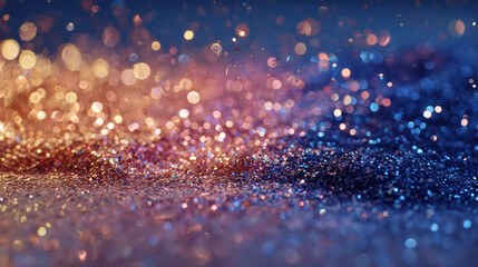 Mesmerizing glitter particles floating against deep background for festive design