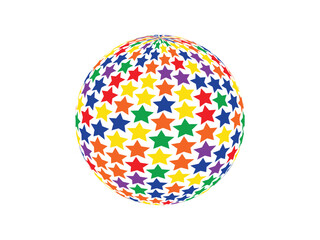 Colorful $\text{3D}$ Star Sphere Vector | Abstract Rainbow Pattern Ball | Creative Party Celebration Element