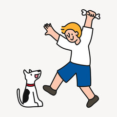 Boy & dog cartoon illustration, friendship design