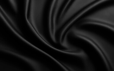 Fototapeta premium Dark soft true black and white silvery pale dusty silk satin fabric material. Luxury elegant background. Wave line crumpled swirl. Abstract brilliant smooth rich royal velvet wallpaper. Fashion.