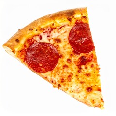 Slice of Pepperoni Pizza Isolated on White Background — Delicious Fast Food with Melting Cheese