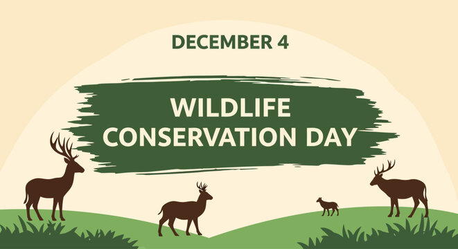 Celebrate wildlife conservation day on December 4th with majestic deer in a natural habitat, promoting awareness and protection for our planet's precious animal kingdom - Powered by Adobe