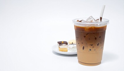 Trendy Modern Food and Drink Isolated on White Background — Aesthetic Coffee, Desserts, and Refreshing Beverages for Lifestyle Concept