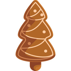 Gingerbread Christmas Tree Cookie With White Icing Details On A White Background Ideal For Holiday Season Celebrations