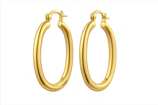 Gold hoop earrings pair elegant fashion accessory