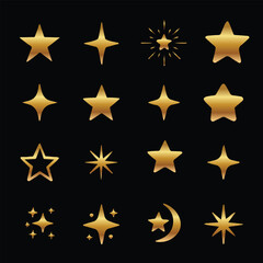 Set of golden stars 