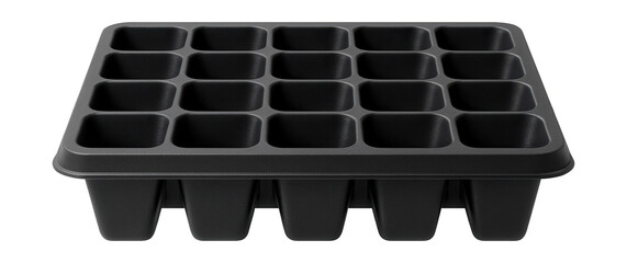 Compact seedling tray with separate cells, ideal for small urban spaces.