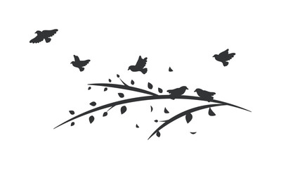 小鳥と枝のシルエット