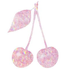 Pink holographic cherries sticker design element