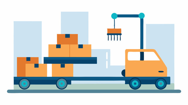 An automated guided vehicle AGV transporting parts through a manufacturing plant emphasizing logistical efficiency.