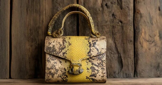Python Pattern Handbag Rustic Wood Fashionable Bold