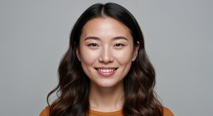 Obraz premium Smiling Portrait: A radiant woman's portrait, captured with a natural smile, showing inner peace.