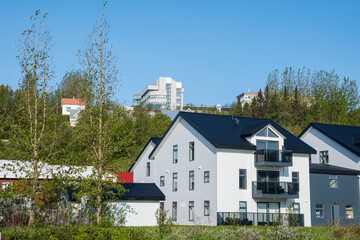 View of town of Akureyri in Iceland