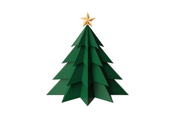 Fototapeta premium Stylized evergreen tree with a golden star on top, representing festive holiday spirit and cheer.