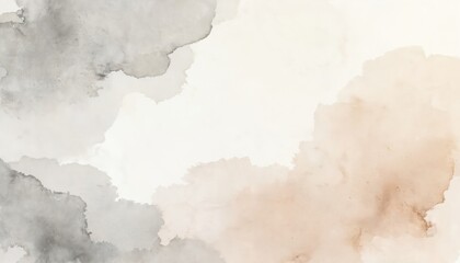 Watercolor paper texture, soft natural tones, artistic abstract backdrop. Beige, grey, brown watercolor washes on white canvas background. Creative backdrop for modern design, art projects, product