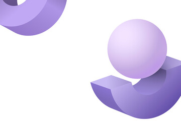 Purple abstract png transparent background, geometric border in 3D