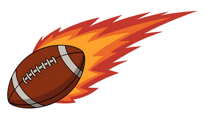 A football propelled forward with fiery energy, conveying speed and dynamic motion.