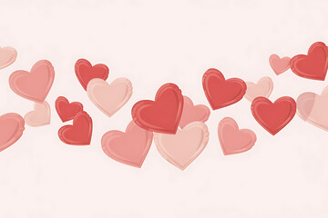 Falling hearts in shades of red and pink, conveying affection and romantic feelings.