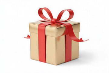 A wrapped gift box with a vibrant red ribbon, symbolizing celebration and thoughtful giving.