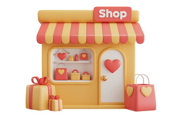 Colorful shopfront with gifts and bags, displaying a cheerful and inviting retail experience.