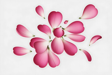 Vibrant pink petals delicately scattered, creating a soft, floral, and elegant composition.