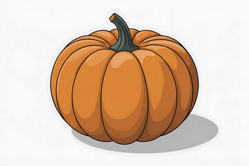 Vibrant orange pumpkin with a green stem sits, evoking autumn harvest and seasonal festivities.