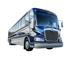 Detailed View of a Modern Blue Passenger Bus with Sleek Design