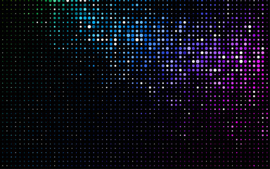 Obraz premium Vibrant halftone dots in blue, purple, and green tones on black. Retro comic book style perfect for digital art, posters, and modern designs.