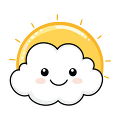 A cute cartoon character white cloud illustration background yellow vector