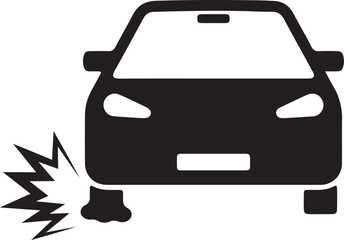 Vector graphic of a car with a flat tire problem