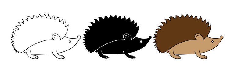 side view hedgehog icon set © Sutana