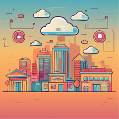  Set of minimal line icons representing technology concepts like cloud computing, AI, coding