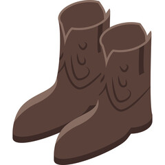 Pair of Brown Cowboy Boots Detailed with Stitching and Embossed Accents on a Transparent Background