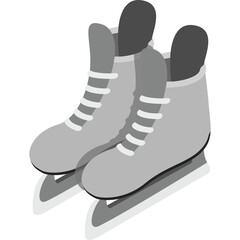 Pair of Gray Ice Skates With White Laces and Blades On Transparent Background Ideal for Winter Sports and Figure Skating Illustrations