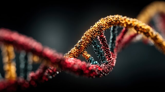 Detailed DNA Strand Depiction - Genetic Code Visualization.