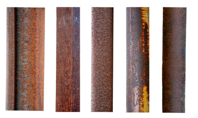 Rusty steel beam from metal stock isolated on white background.